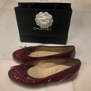 CHANEL Logo Red Flats